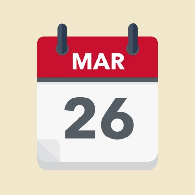 Calendar icon showing 26th March