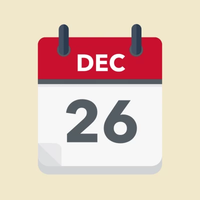 Calendar icon showing 26th December